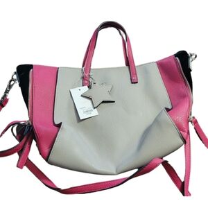 Pink and Gray Tote Bag with Spacious Design and Versatile Carrying Options